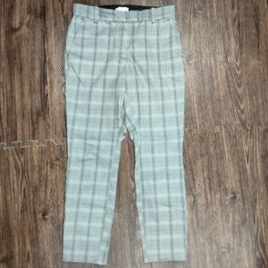 𝅺H & M Plaid Ankle Skinny Mid Rise Dress Pants Women's Size 10 Black White Gray